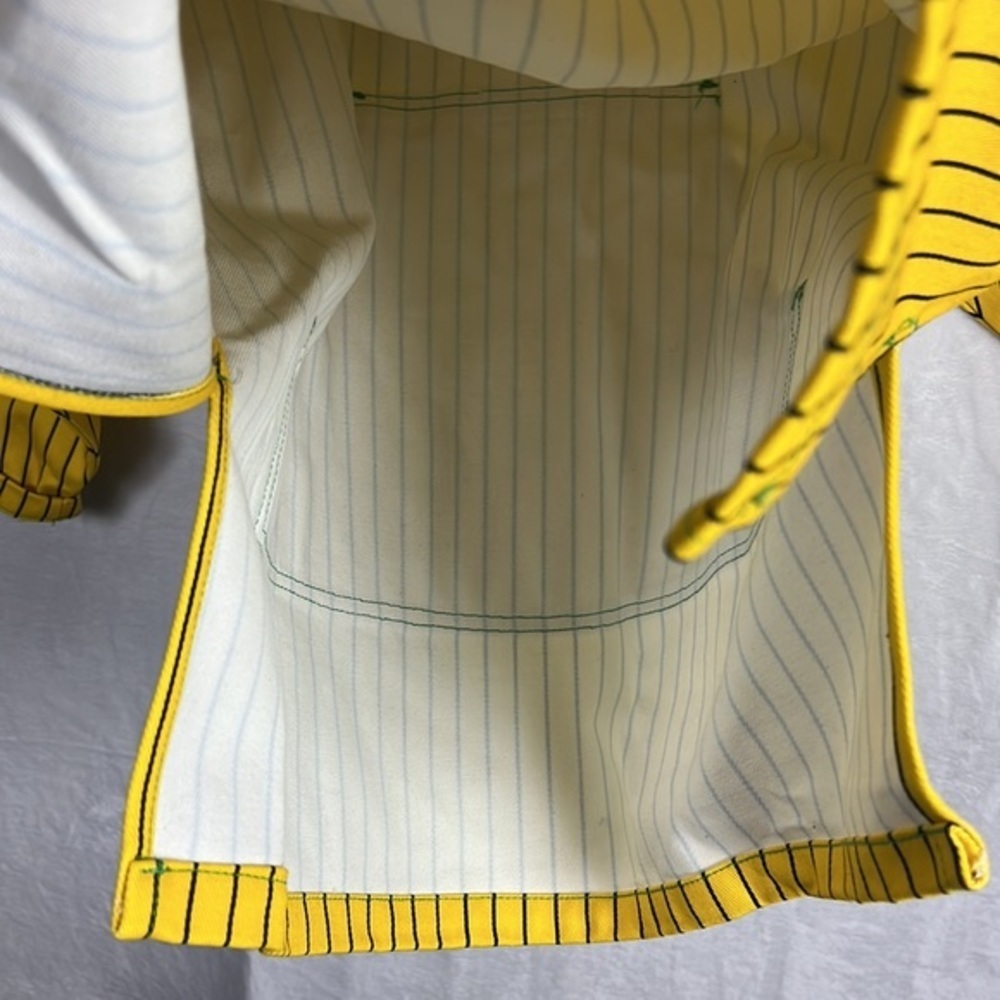 Cross Colours Yellow Black Pinstripe Twill Hooded Denim Poncho Baja Jacket - Picture 17 of 17